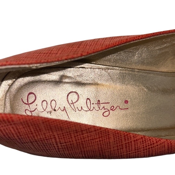 Lilly Pulitzer Resort Chic Distressed Metallic Gold Wedges in Island Coral - 6 - Picture 13 of 14